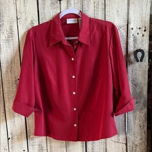 Classic Liz Claiborne Red Button-Up Women's Top